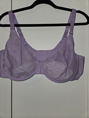Sheer Lilac Underwire Bra with Adjustable Straps 40DD